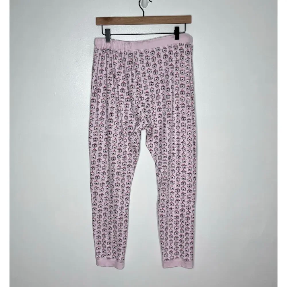 Ro’s Garden Bizzy Bear Pima Cotton Pajama Set Pink Bear Print Sleepwear L